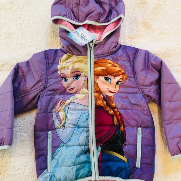 2T**Disney FROZEN**Elsa+ Anna*Hooded Jacket Coat - Picture 4 of 7